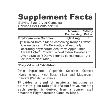 NusaPure Phytoceramide Complex 10:1 Extract, 1030 mg 200 Veggie Capsules (Non-GMO) Bioperine