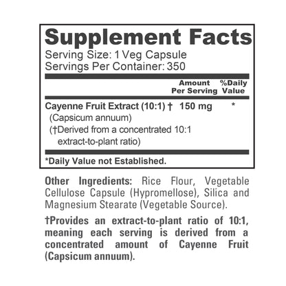 NusaPure Cayenne Pepper 150mg Per Caps, 350 Veggie Capsules Vegan Vegetarian, Non-GMO