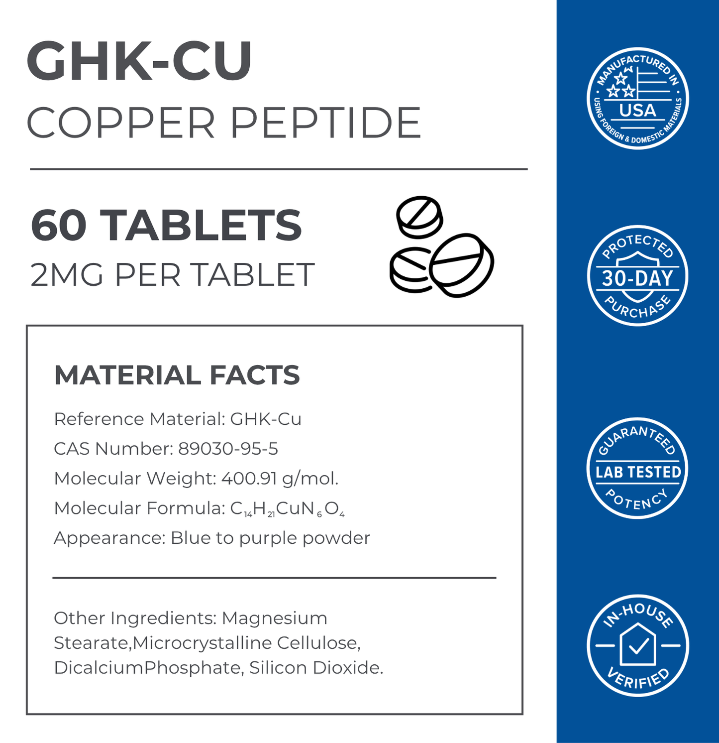 GHK-Cu Copper Peptide Tablets