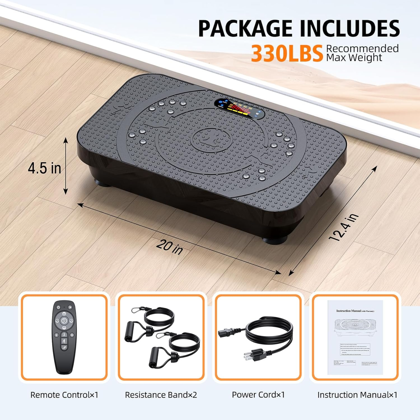 Ovanza Vibration Plate Exercise Machine, 999 Speeds Whole Body Workout Platform with 330LBS