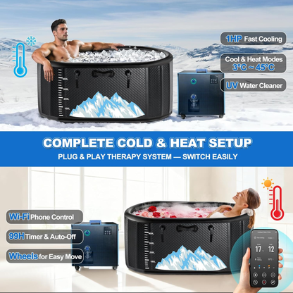 Drexo Cold Plunge Tub, 248 Gallon, 1 Horsepower, Heavy-Duty Ice Bath Tub