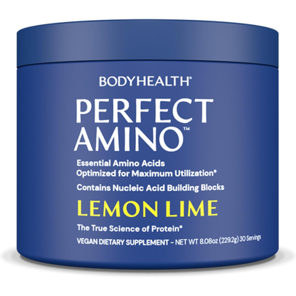 BodyHealth PerfectAmino Powder - BCAA and EAA Powder for Pre and Post Workout - Lemon Lime