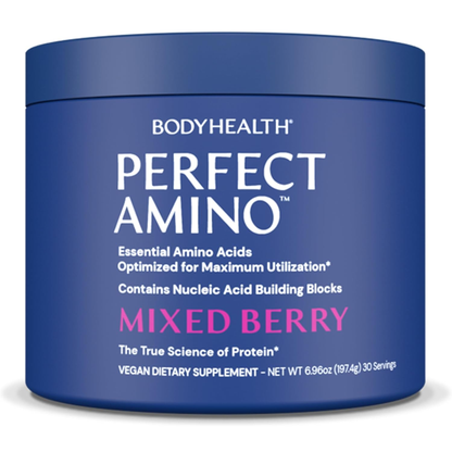 BodyHealth PerfectAmino Powder - BCAA and EAA Powder for Pre and Post Workout - Mixed Berry