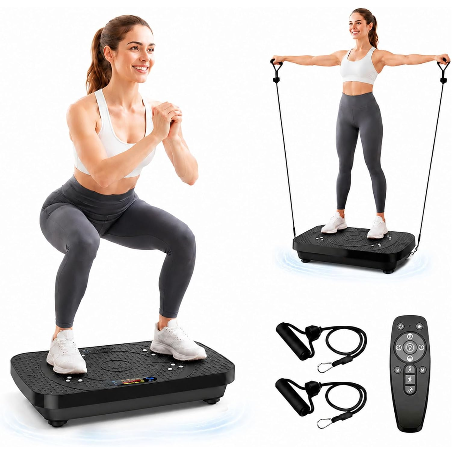 Ovanza Vibration Plate Exercise Machine, 999 Speeds Whole Body Workout Platform with 330LBS
