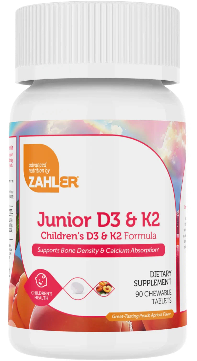 Zahler Junior D3 & K2™ – Children’s D3 & K2 Formula | Supports Bone Density & Calcium Absorption | 90 Chewable Tablets