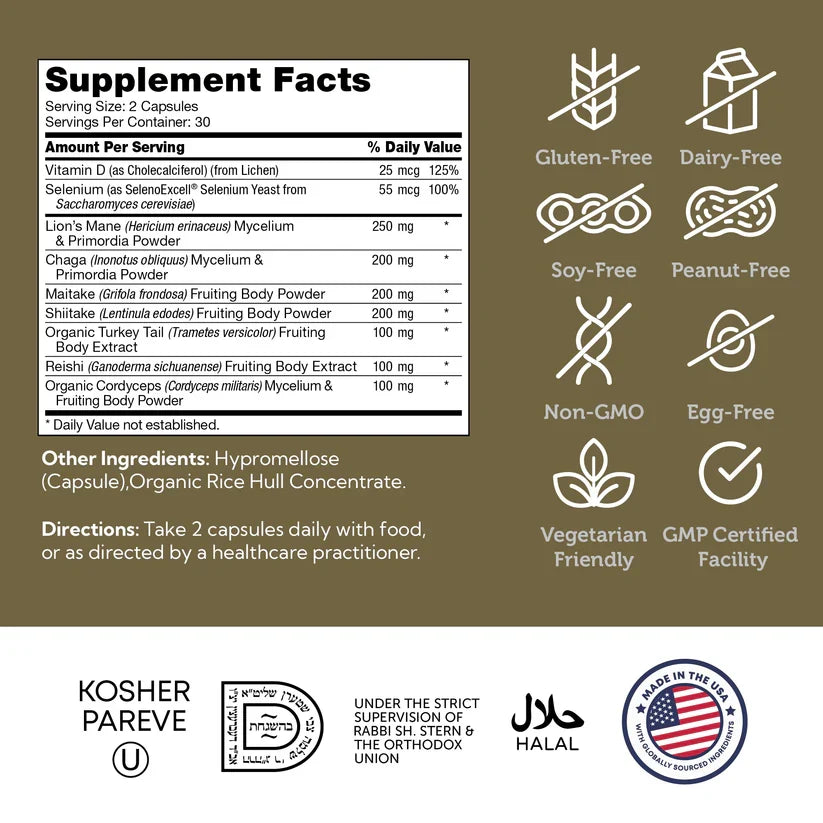 Zahler Mushroom Complex™ – Premium 7-Mushroom Blend | Focus, Calmness & Immunity Support | 60 Capsules