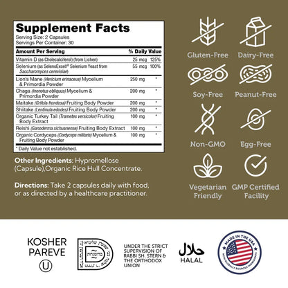 Zahler Mushroom Complex™ – Premium 7-Mushroom Blend | Focus, Calmness & Immunity Support | 60 Capsules