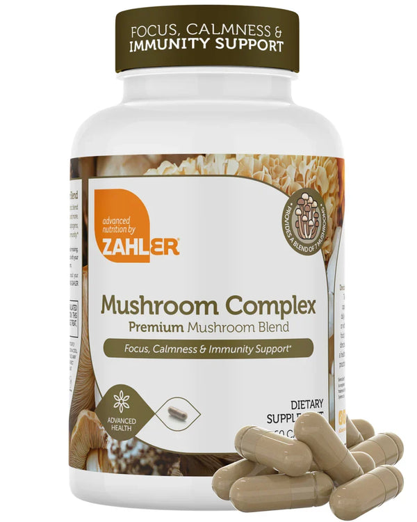 Zahler Mushroom Complex™ – Premium 7-Mushroom Blend | Focus, Calmness & Immunity Support | 60 Capsules