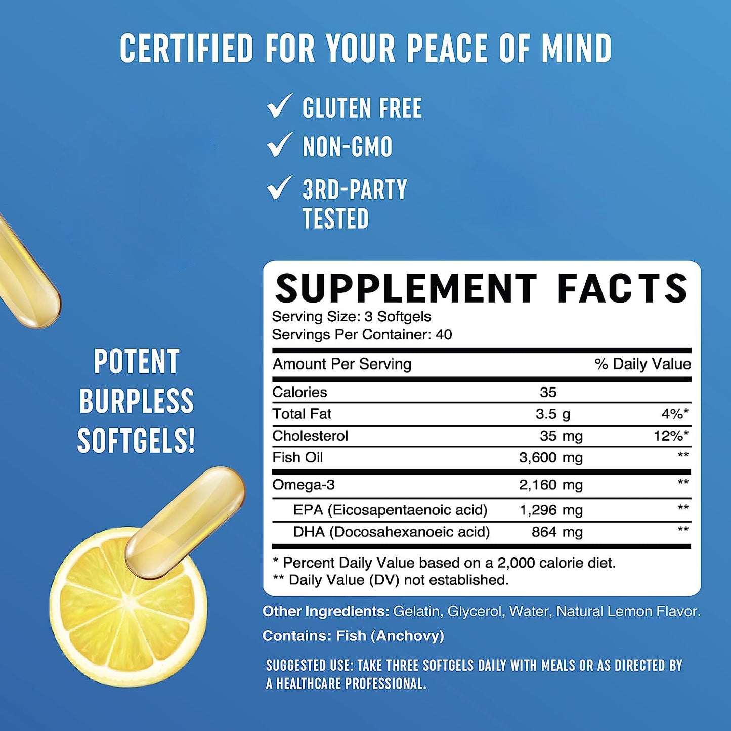 Fish Oil Soft Capsule Lemon Flavor