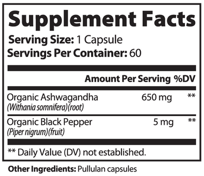 AshwaZen Organic Ashwagandha | (60 Count)