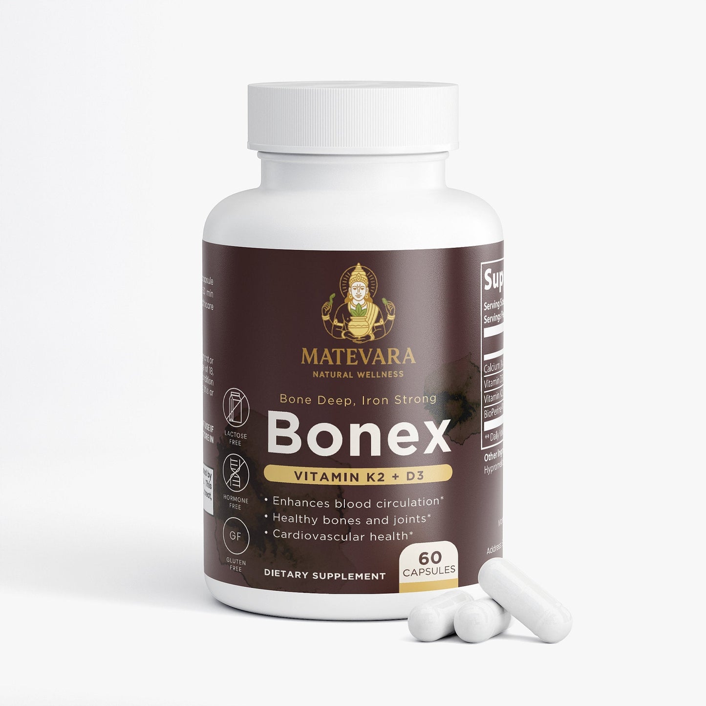 Bonex VIT D3, K2 MK-7 & Calcium | 60 Capsules