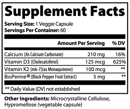 Bonex VIT D3, K2 MK-7 & Calcium | 60 Capsules