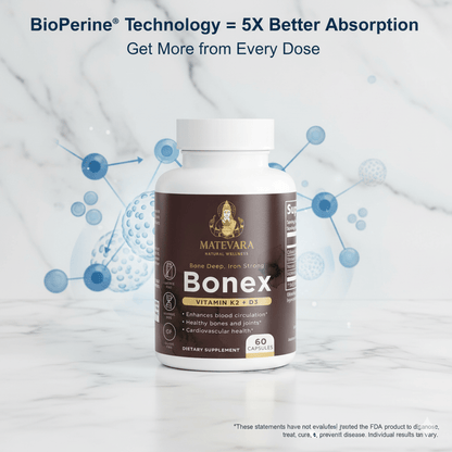Bonex VIT D3, K2 MK-7 & Calcium | 60 Capsules