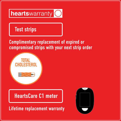 HeartsCare C1 Plus Total Cholesterol Meter Test Kit at Home with 20 strips