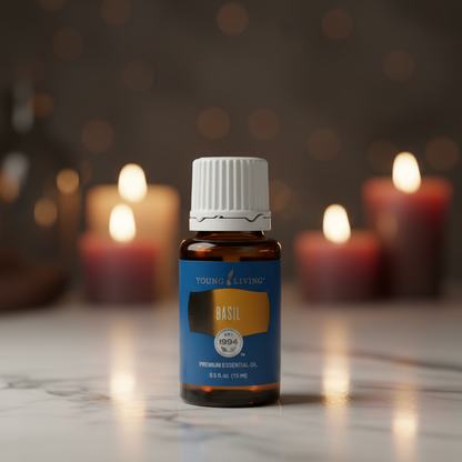 Young Living Basil Premium Essential Oil 15ml Mental Clarity Focus & Natural Stress Relief