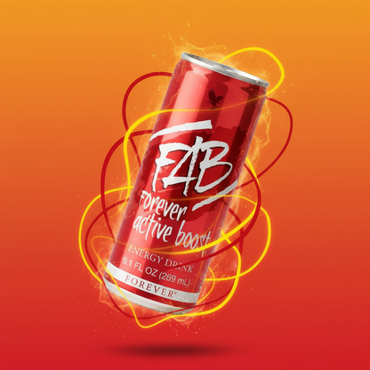 Forever FAB a delicious mild berry flavor and is made with a combination of B vitamins and guarana provides fast energy 8.4 fl.oz. (12 cans).
