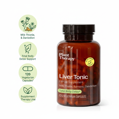 Plant Therapy Liver Tonic Herbal Supplement – Milk Thistle, Turmeric & Dandelion, 120 Vegetarian Capsules