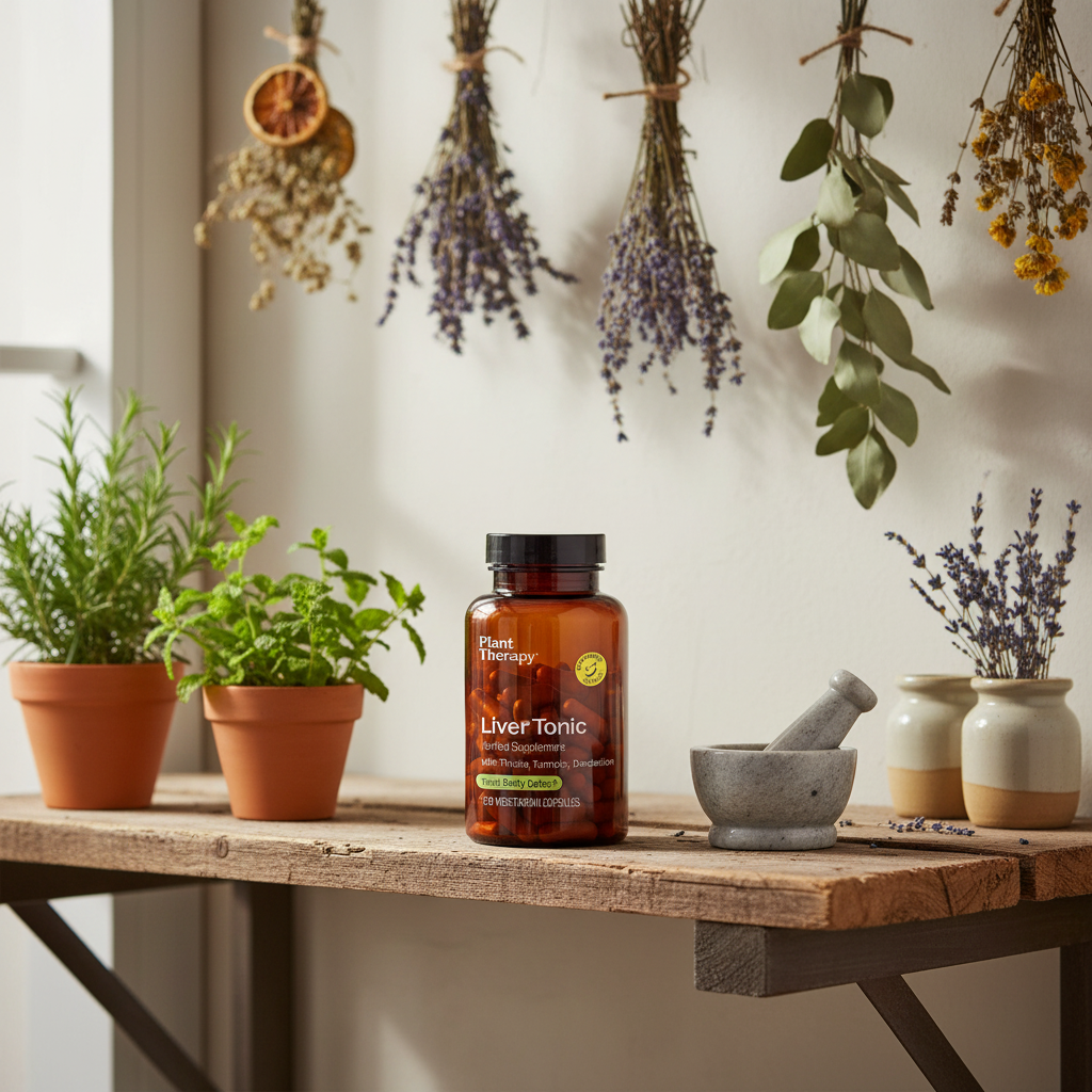 Plant Therapy Liver Tonic Herbal Supplement – Milk Thistle, Turmeric & Dandelion, 120 Vegetarian Capsules