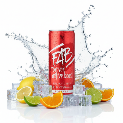 Forever FAB a delicious mild berry flavor and is made with a combination of B vitamins and guarana provides fast energy 8.4 fl.oz. (12 cans).