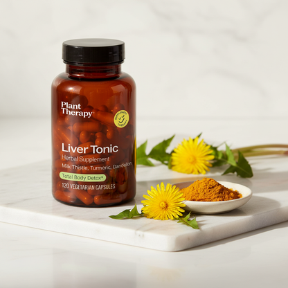 Plant Therapy Liver Tonic Herbal Supplement – Milk Thistle, Turmeric & Dandelion, 120 Vegetarian Capsules