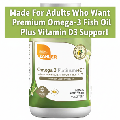 Zahler Omega 3 Platinum+D™ Advanced Fish Oil + Vitamin D3 Premium Grade Omega-3 Softgels