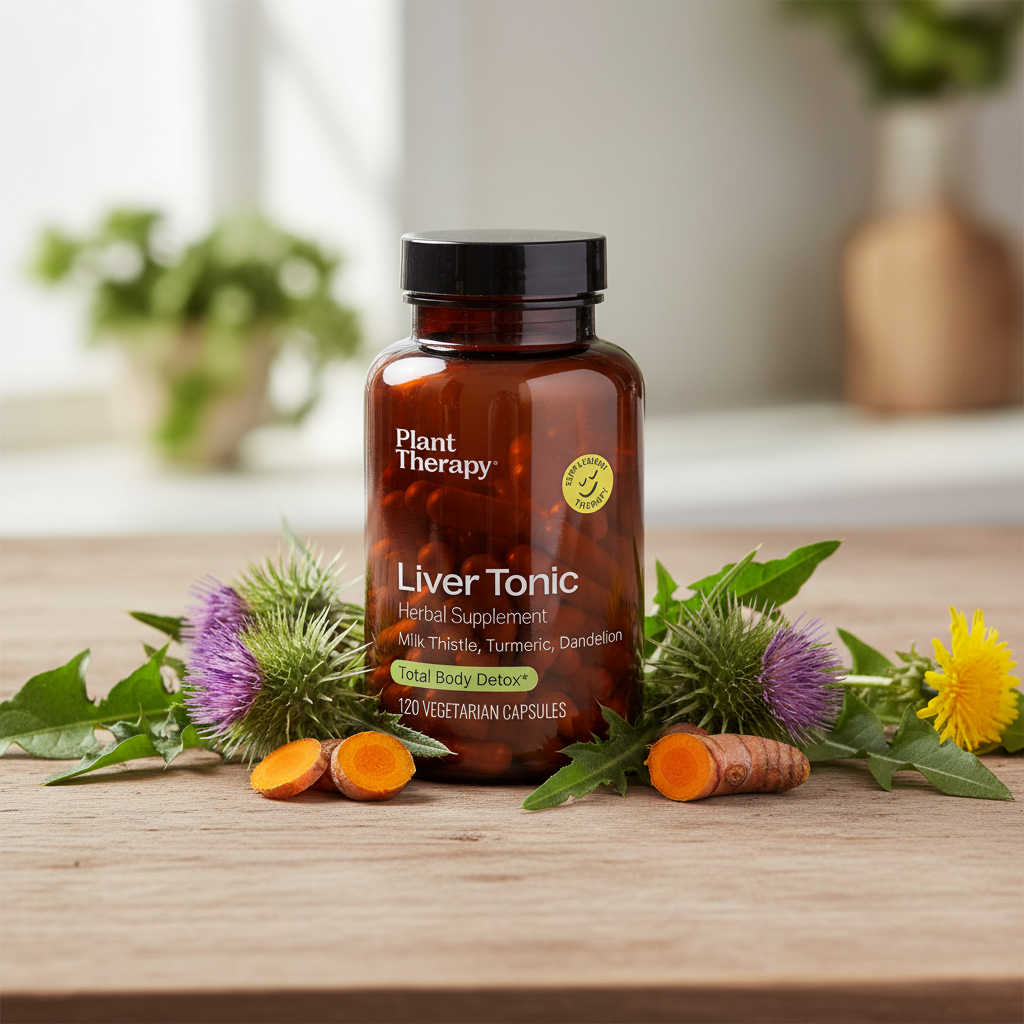 Plant Therapy Liver Tonic Herbal Supplement – Milk Thistle, Turmeric & Dandelion, 120 Vegetarian Capsules