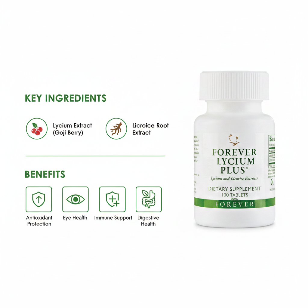Forever Lycium Plus® combines goji berries with licorice extract antioxidant formula rooted in traditional Chinese wellness practices.