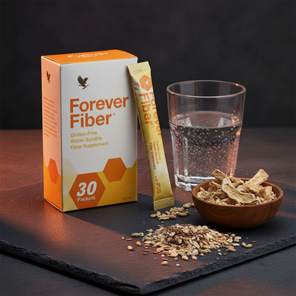 Forever Fiber These packets feature four types of fiber – including fructooligosaccharides, which is also a prebiotic 30packets