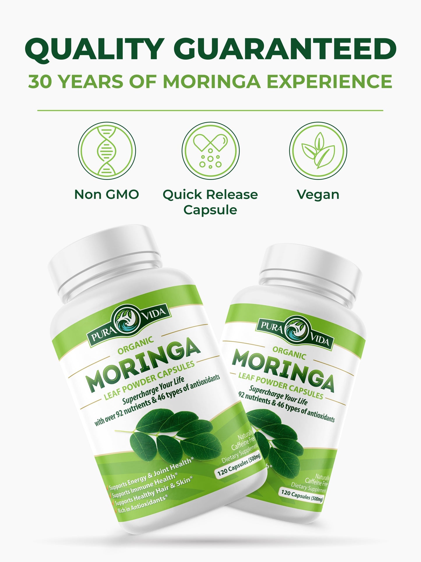 USDA Organic Moringa Capsules (120 Ct.)