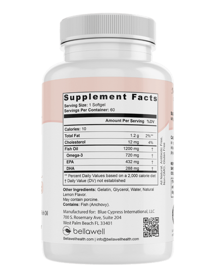 Omega Fish Oil -Omega-3 Fatty Acids by Bellawell