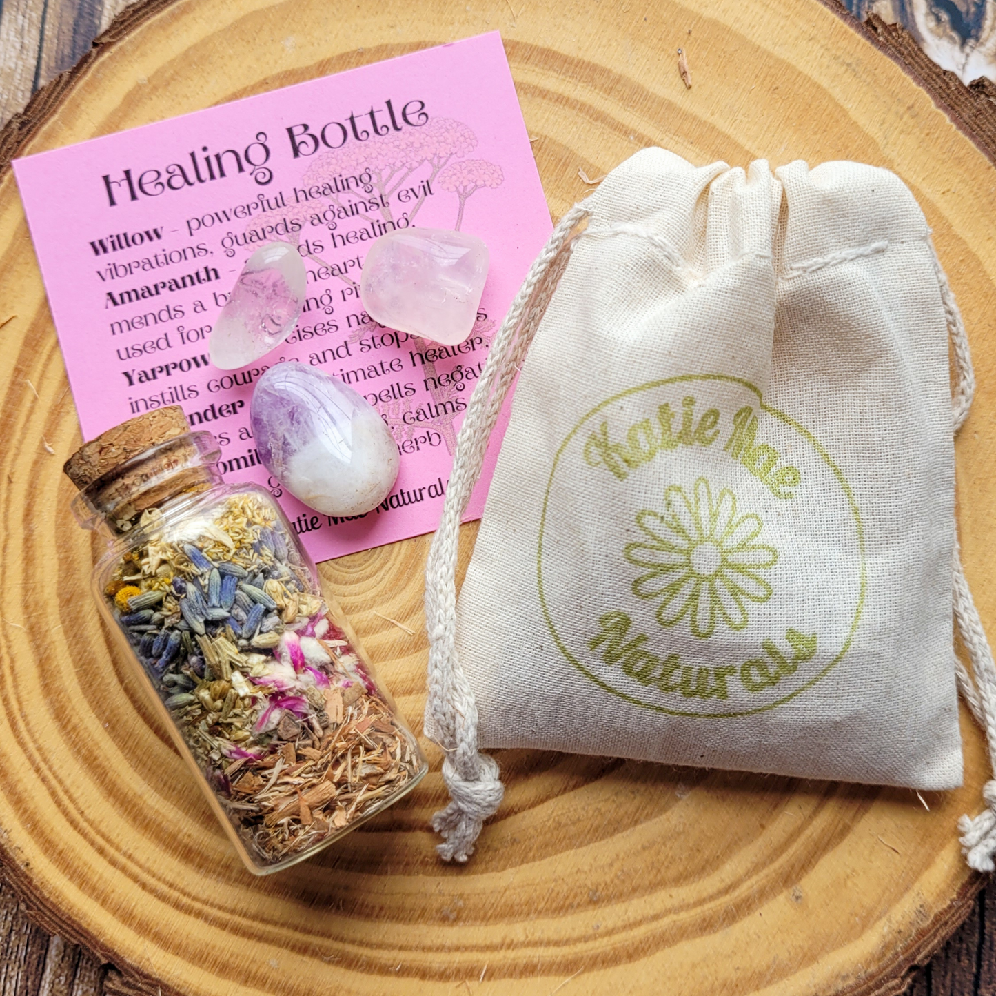 Healing Spell Bottle and Crystals Intention Setting Kit