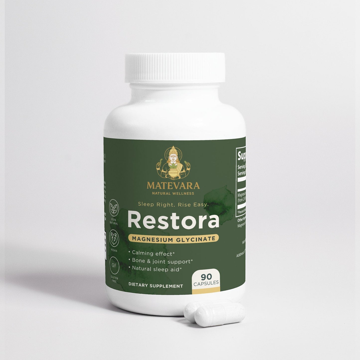 Restora Magnesium Glycinate | 90 Vegetarian Capsules