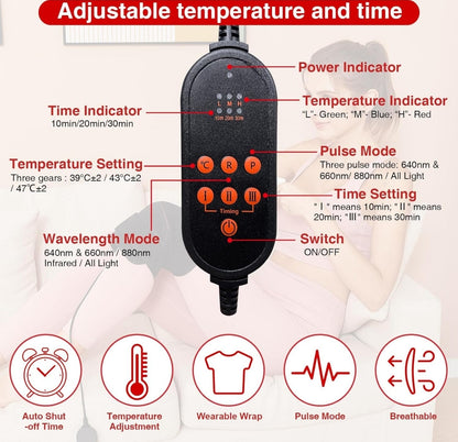 Open Box ALDIOUS Near Infrared & Red Light Device for Knee, 660nm & 850nm LED Red-Light-Therapy Knee Wrap, Wearable Redlight Knee Brace for Women Men