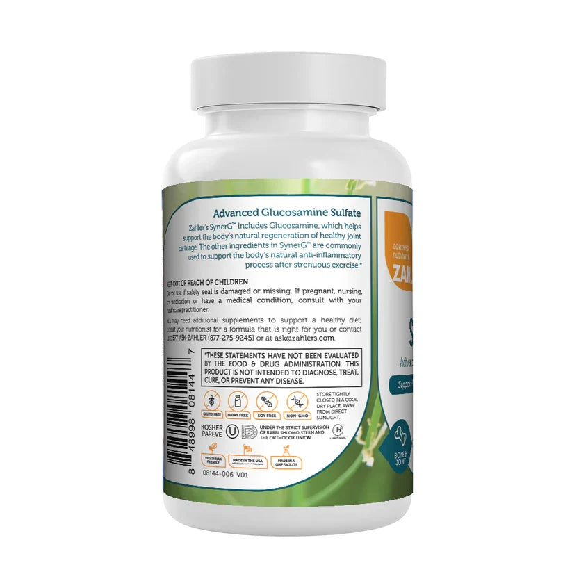 Zahler SynerG™ – Advanced Glucosamine Sulfate | Supports Healthy Joint Cartilage Regeneration | 120 Capsules