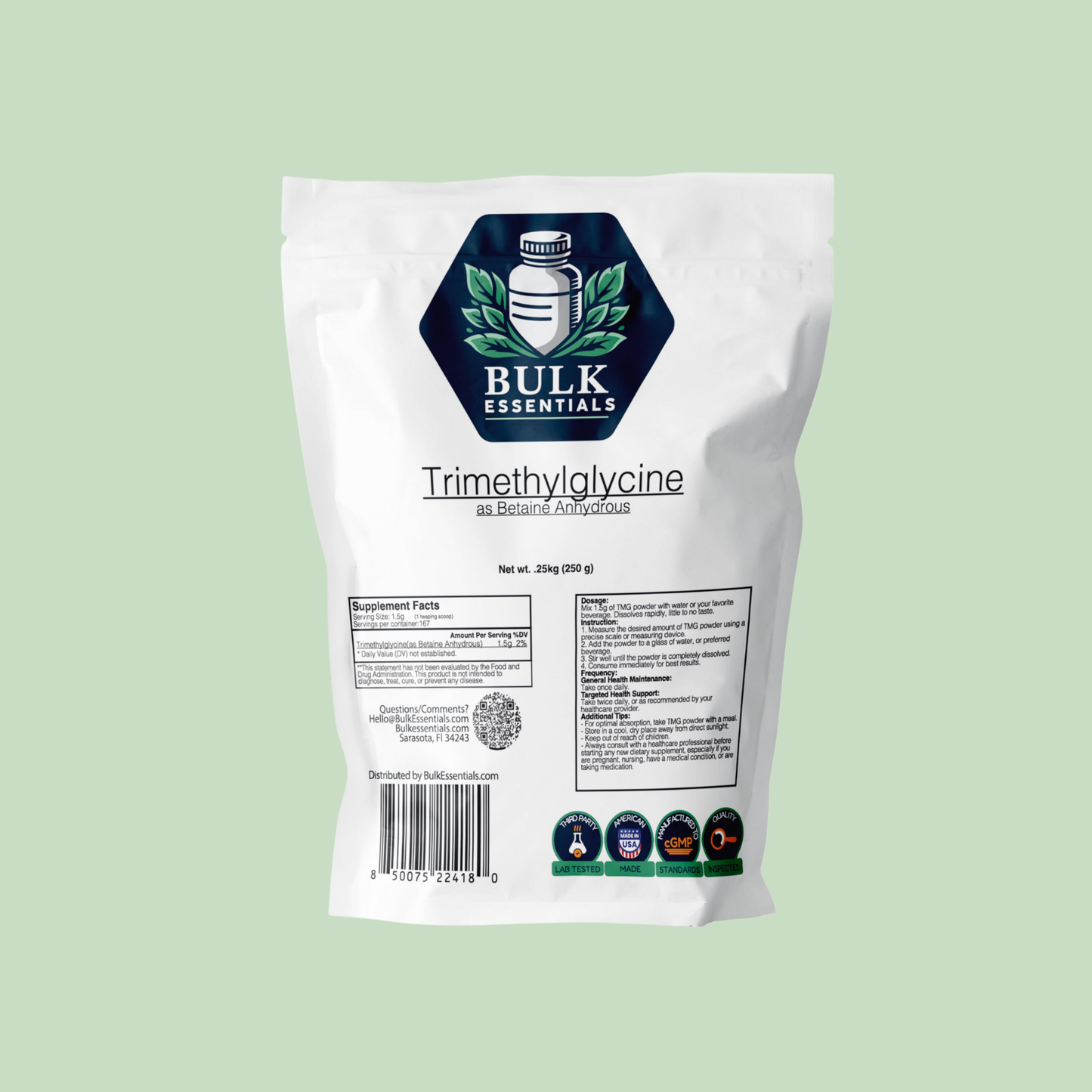 TMG (Trimethylglycine) as Betaine Anhydrous Supplements